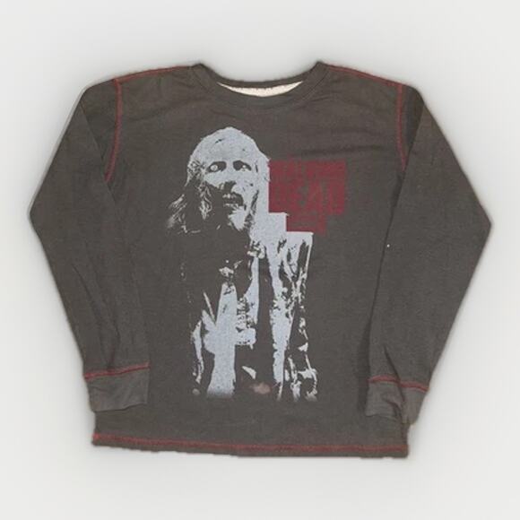 The Walking Dead Long Sleeve Thermal Shirt Gray Size Large 21x25 Zombie Graphic - Picture 1 of 5